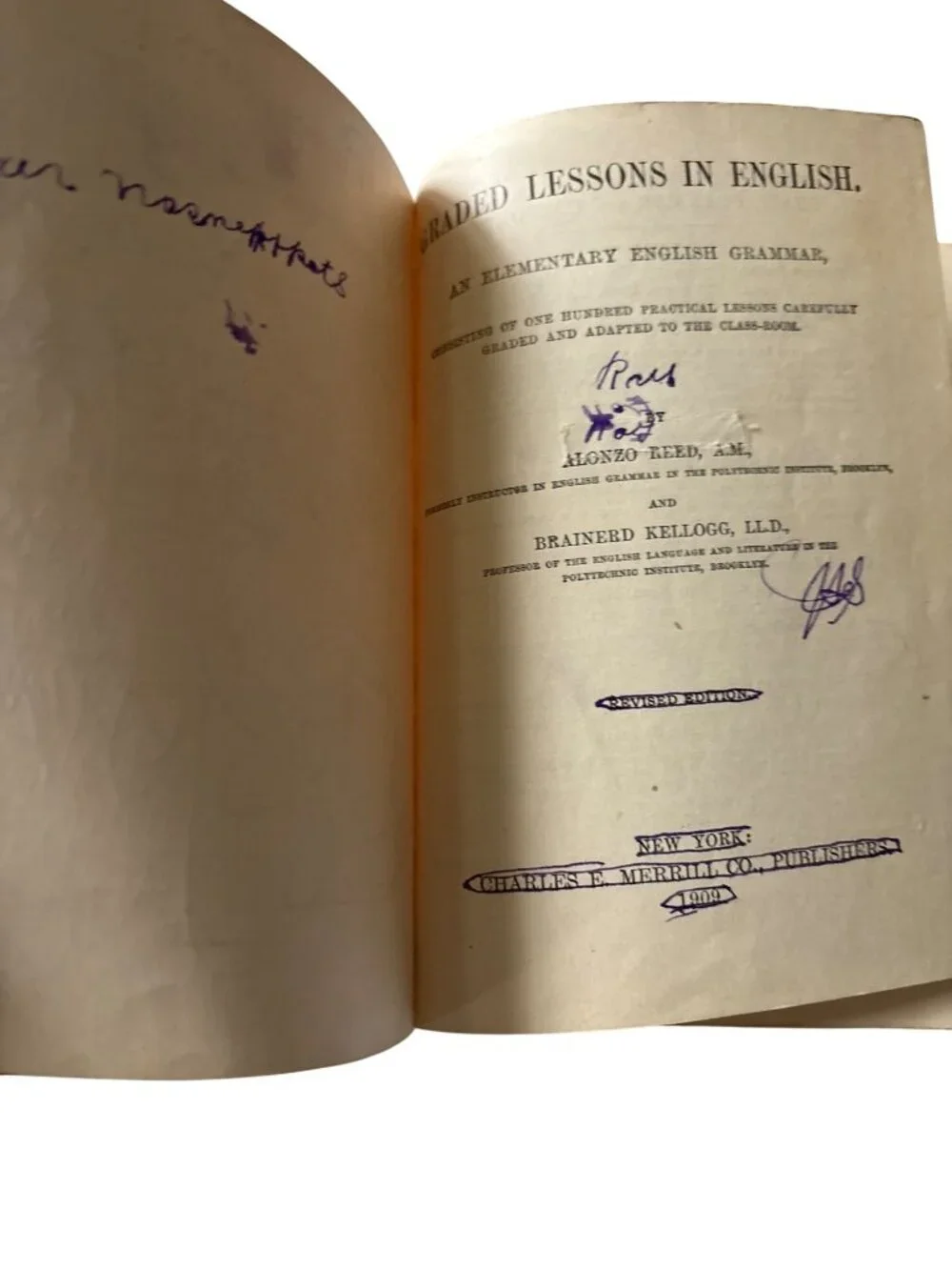 1901Graded Lessons In English Revised Edition Hardcover Elementary Grammar Reed